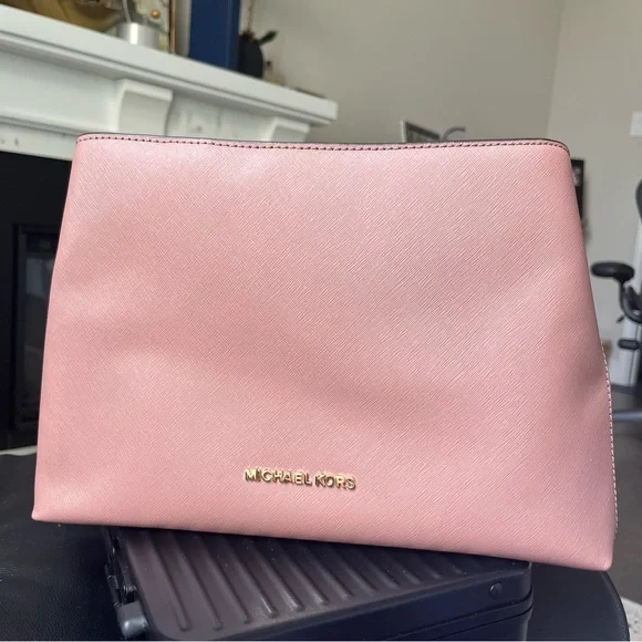 NWT MICHAEL KORS Large Saffiano Portia Satchel Crossbody Bag Dusty Rose - Picture 4 of 7